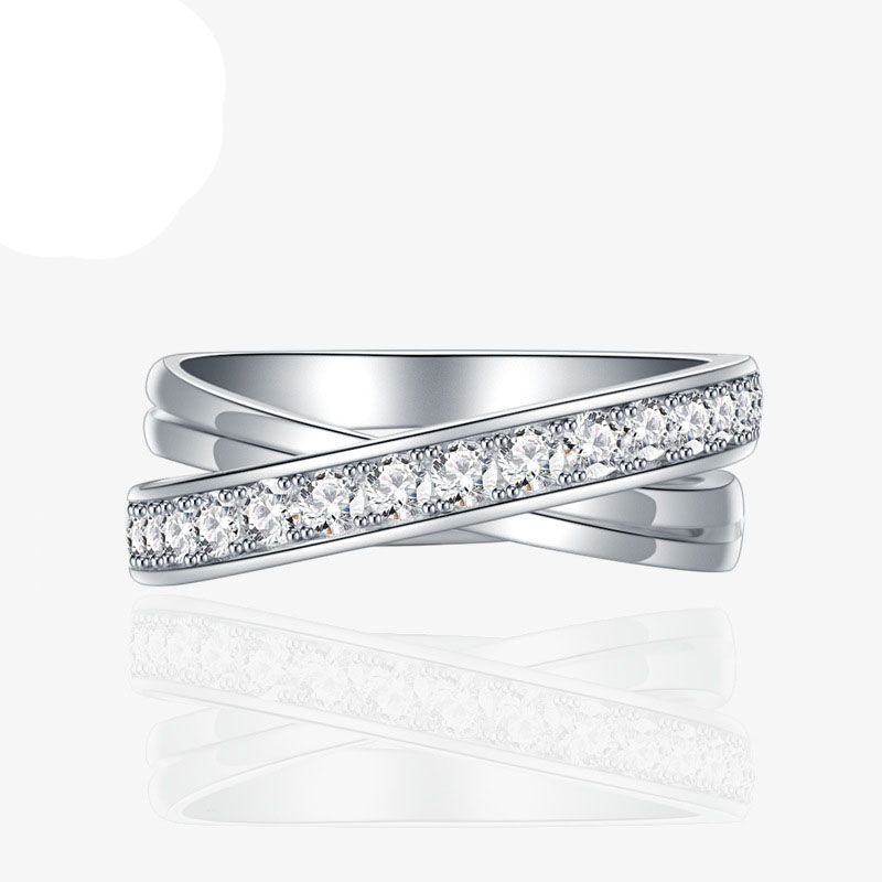 Office CZ Cross Simple 925 Sterling Silver Adjustable Ring