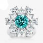 Paraiba Emerald Created High Carbon Diamond CZ 925 Sterling Silver Ring