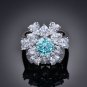 Paraiba Emerald Created High Carbon Diamond CZ 925 Sterling Silver Ring