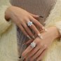 Paraiba Emerald Created High Carbon Diamond CZ 925 Sterling Silver Ring