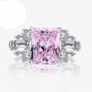 Emerald Created High Carbon Diamond CZ 925 Sterling Silver Ring