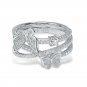 CZ Butterfly Triple Layers Cross 925 Sterling Silver Ring