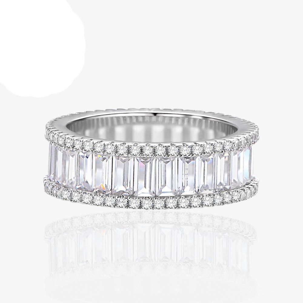 Simple Geometry Baguette CZ Lines 925 Sterling Silver Ring