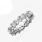 Beautiful White CZ Four Leaves Flower 925 Sterling Silver Adjustable Ring