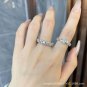 Beautiful White CZ Four Leaves Flower 925 Sterling Silver Adjustable Ring