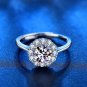 Modern Four Claw Moissanite CZ Sunflower Silver Adjustable Ring