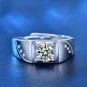 Men's Simple Moissanite CZ Geometry Square Silver Adjustable Ring