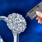 Office Round Moissanite CZ Flower 925 Sterling Silver Adjustable Ring