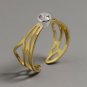 Abstract Butterfly Wing CZ 925 Sterling Silver Adjustable Ring