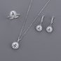 Shining Round CZ 925 Sterling Silver Adjustable Ring Earrings Necklace