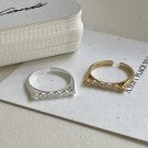 Holiday Round CZ Lines 925 Sterling Silver Adjustable Ring