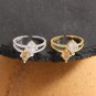 Elegant Champagne Oval Waterdrop CZ 925 Sterling Silver Adjustable Ring