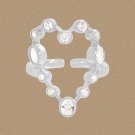 Holiday Round CZ Hollow Heart 925 Sterling Silver Adjustable Ring