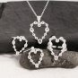 Holiday Round CZ Hollow Heart 925 Sterling Silver Adjustable Ring