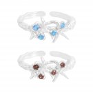 Women Elegant Irregular CZ Starfish 925 Sterling Silver Adjustable Ring