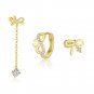Honey Moon Golden CZ Bow-Knot 925 Sterling Silver Earring