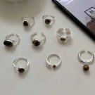 Classic Irregular Natural Amber 925 Sterling Silver Adjustable Ring