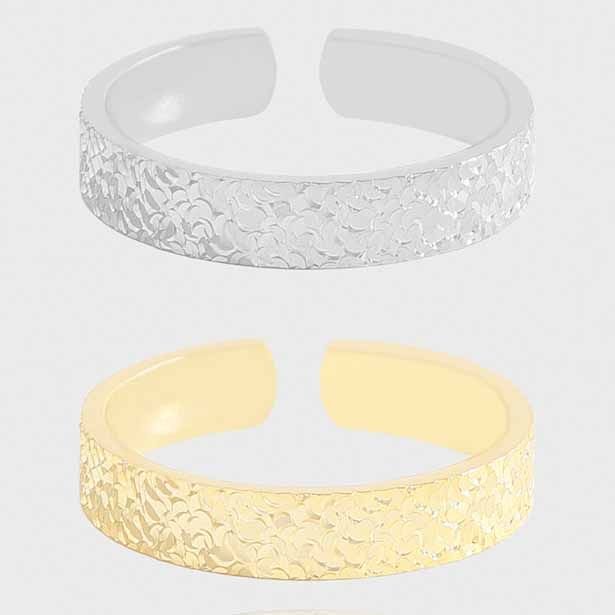 Minimalism Irregular Ice Pattern 925 Sterling Silver Adjustable Ring
