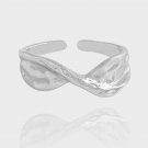 Casual Irregular Folding Twisted 925 Sterling Silver Adjustable Ring