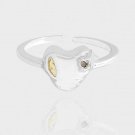 Fashion Irregular CZ Heart Star 925 Sterling Silver Adjustable Ring
