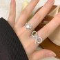 Women Heart With Bow-knot 925 Sterling Silver Adjustable Ring