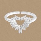 Anniversary Heart Love Radiant 925 Sterling Silver Adjustable Ring