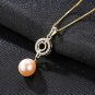 Cubic Zirconia Ring Natural Pearl 925 Sterling Silver Necklace
