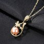 Natural Pearl On Cubic Zirconia Flower Branch 925 Silver Necklace