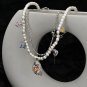 Halloween Colorful CZ Ghost Shell Pearls Silver Double Layers Necklace