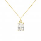 Fashion Geometry Fading Color Radiant CZ 925 Sterling Silver Necklace