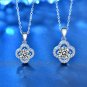 Moissanite CZ Hollow Four Leaf Clover Lucky 925 Sterling Silver Necklace