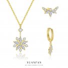 Beautiful CZ Flowers 925 Sterling Silver Stud Earring Necklace