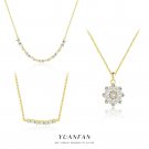 Women Geometry CZ Golden Snowflake 925 Sterling Silver Necklace