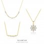 Women Geometry CZ Golden Snowflake 925 Sterling Silver Necklace