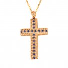 Classic Created Sapphire Cross Cubic Zirconia 925 Sterling Silver Pendant