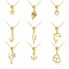 Gold CZ Heart Anchor Fish Dolphin Star Microphone Silver DIY Pendant