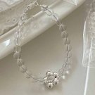 Natural Transparent White Crystal Flower 925 Sterling Silver Bracelet