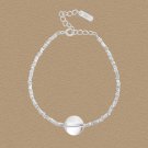 Simple Natural Transparent Crystal Broken 925 Sterling Silver Bracelet