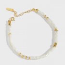Casual Gold Shell Beads Wampum 925 Sterling Silver Bracelet