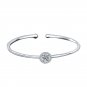 Fashion Handmade Round Dancing CZ Solid 925 Sterling Silver Open Bangle