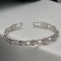 Fashion Irregular Pattern 925 Sterling Silver Curb Beads Chain Open Bangle