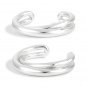 Irregular Double Layers Cross 999 Silver Open Cuff Bracelet Electroforming