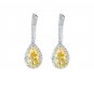Waterdrop 925 Sterling Silver Drop Earrings Pink and Yellow Gem