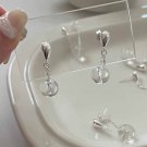 White Crystal  925 Sterling Silver Dangling Leverback Earrings
