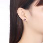 Simple Round Austrian Crystal 925 Sterling Silver Stud Earrings