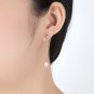 Waterdrop Natural Pearl 925 Silver Cubic Zirconia Dangling Earrings