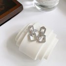 Hollow Geometry CZ Squares 925 Sterling Silver Dangling Earrings