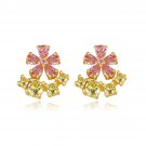 Beautiful Pink CZ FLowers 925 Sterling Silver Stud Earrings