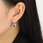 Black CZ Colorful Irregular Border Silver Leverback Dangling Earrings