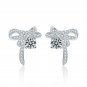 Girl Sweet Moissanite CZ Bow-Knots 925 Sterling Silver Stud Earrings